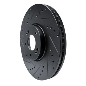 Hyundai Palisade Brake Rotor (1) - Front Left - R1 Concepts - Drilled & Slotted - Black - `20-`25